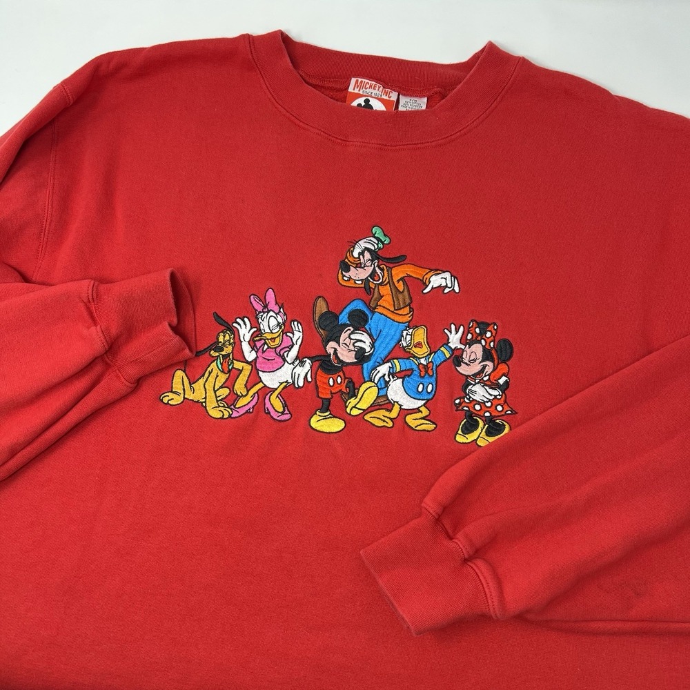Vintage 90s Mickey Inc Sweater Unisex Small/Medium Red Disney Mickey And Friends